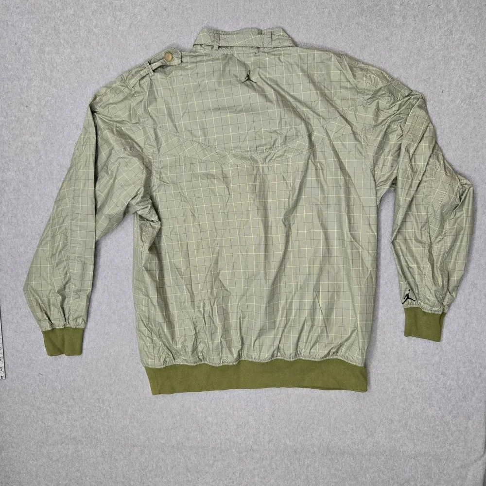 Air Jordan Men Jacket XXL Green Plaid Jumpman Wing Snap Collar Y2K